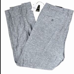 NWT Mens Dress Linen Blend Pants Heathered Light Gray 34